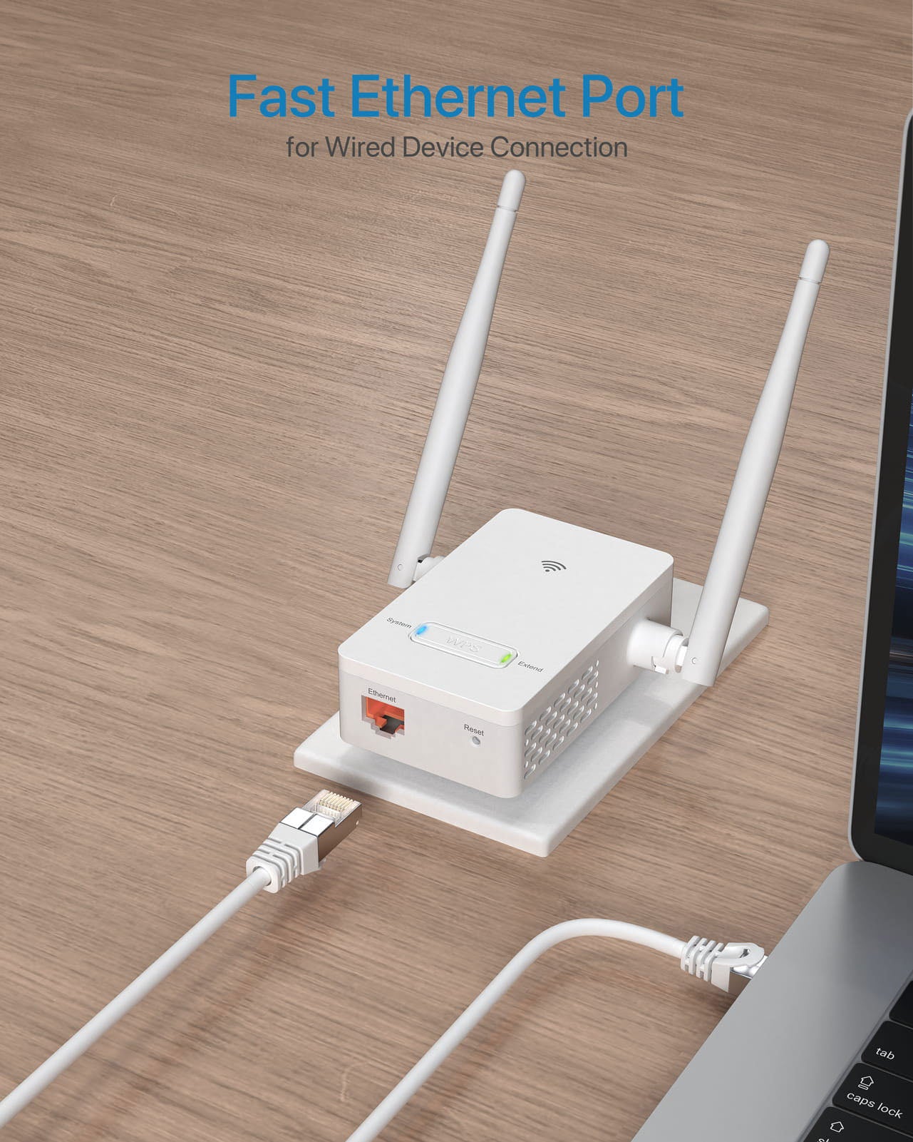 300Mbps WiFi to Ethernet Adapter Wireless Bridge with 100Mbps Fast Ethernet Port for Any Wired Devices