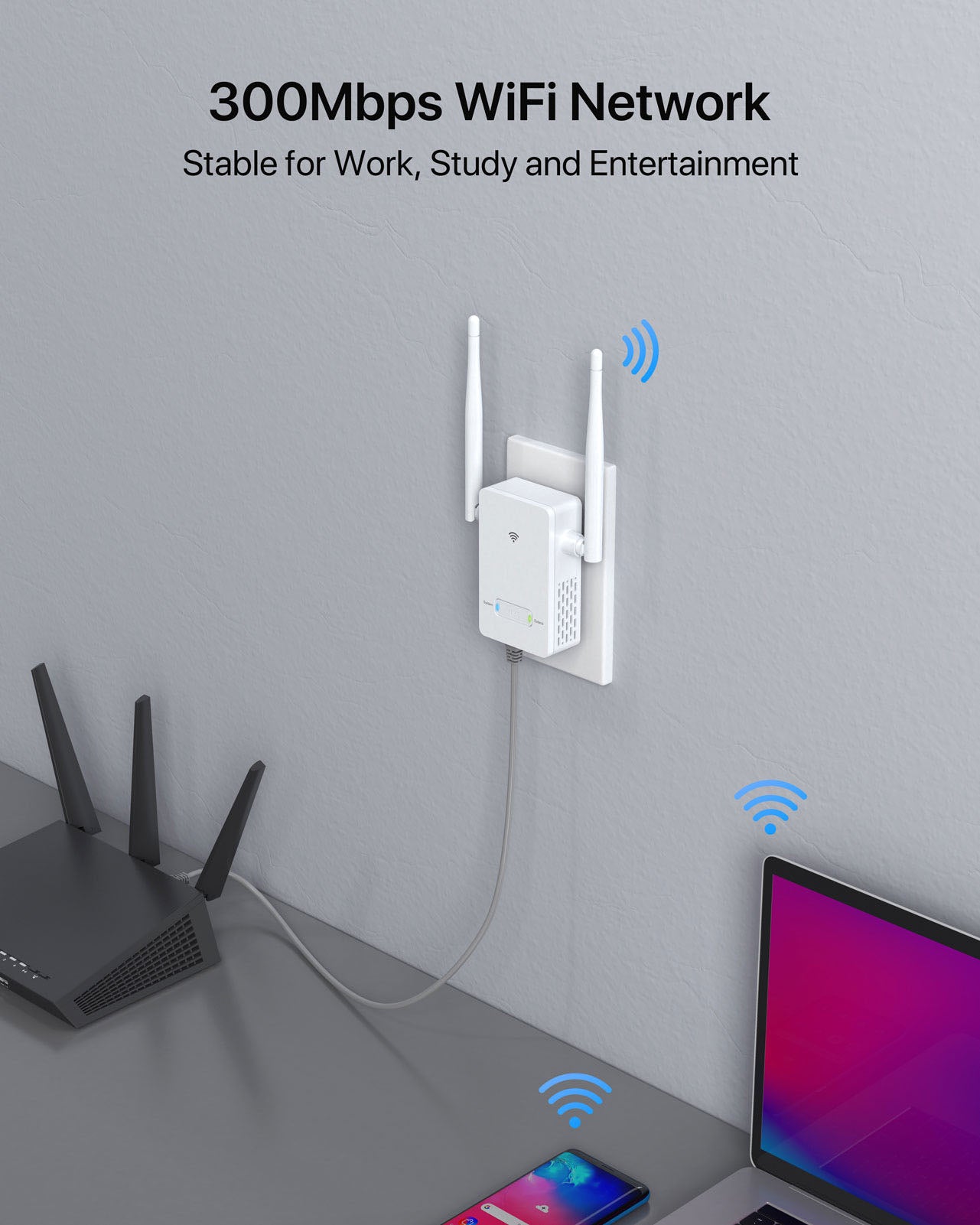 N300 Wireless Access Point Home WiFi Access Point AP Delivers 300Mbps 2.4GHz WiFi Network