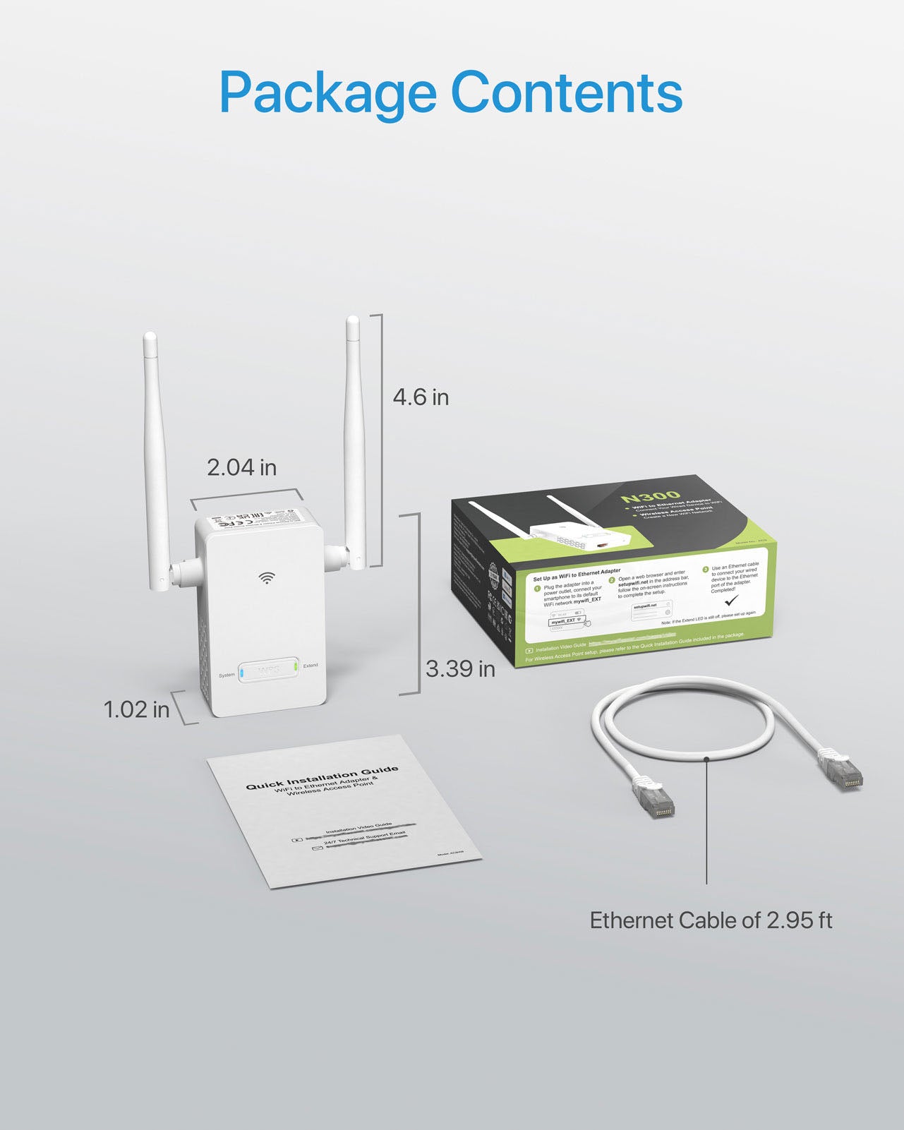 N300 WiFi to Ethernet Adapter, RJ45 Port